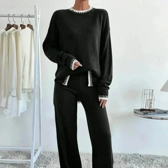 Multicolor Casual Women's Round Neck Drop Shoulder Sweater And Knitted P… - Picture 6 of 6